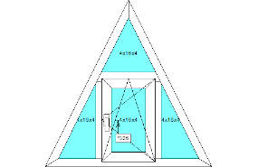 нестандартное треугольное пвх окно равнобедренное с форточкой заказать